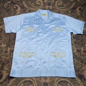 Vtg 80s Wild Horse Bronco Button Up Cuban Button Up Shirt Mens Size XL